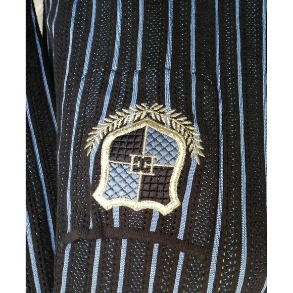 Escada Womens Size 40 Jacket Blazer Logo Patch Long Sleeve Preppy Blue Striped - Picture 4 of 5